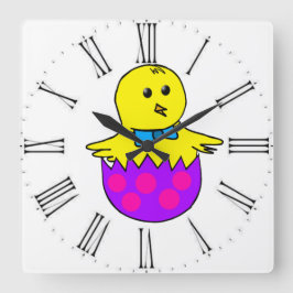 Kyckling Fyrkantig Klocka