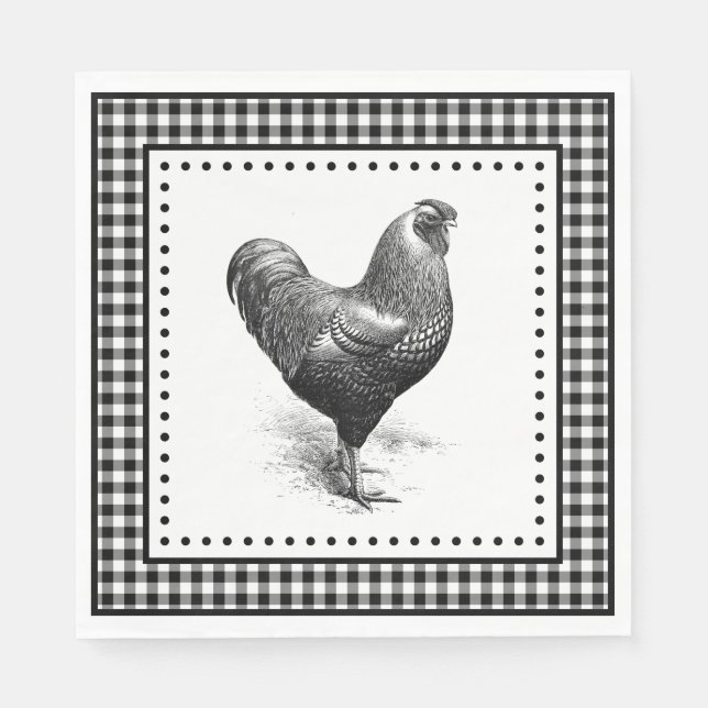 Kyckling Gingham Pappersservett (Framsidan)