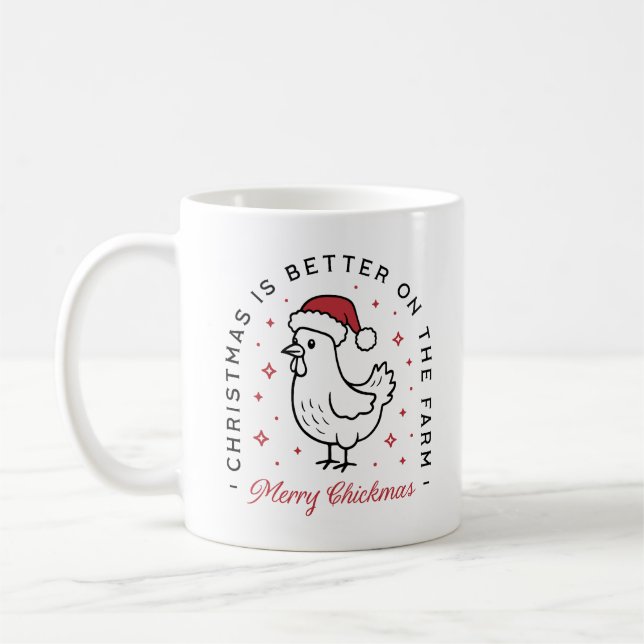 Kyckling God Jul lantlig rolig gårdsdjur Kaffemugg (Vänster)