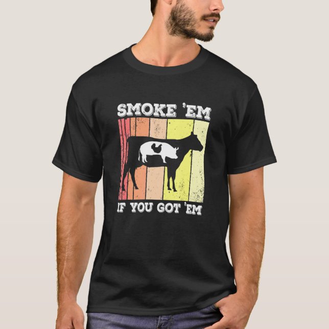Kyckling Gris Nötkött Röka Em Grillar Pitmaster Rö T Shirt (Framsida)