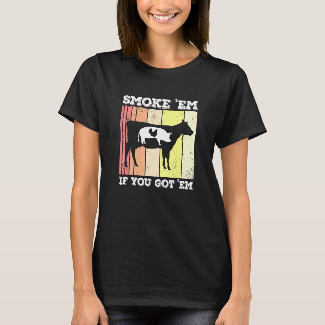 Kyckling Gris Nötkött Röka Em Griller Pitmaster Rö T Shirt (Framsida)