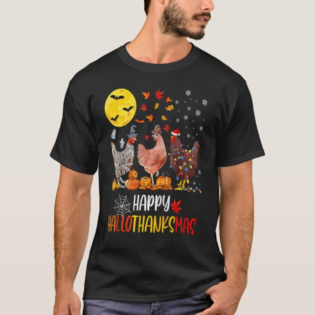 Kyckling Halloween Glad HalloTackMas Höst Än T Shirt (Framsida)