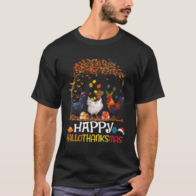 Kyckling Halloween Glad HalloTackMas Höst Än T Shirt (Framsida)