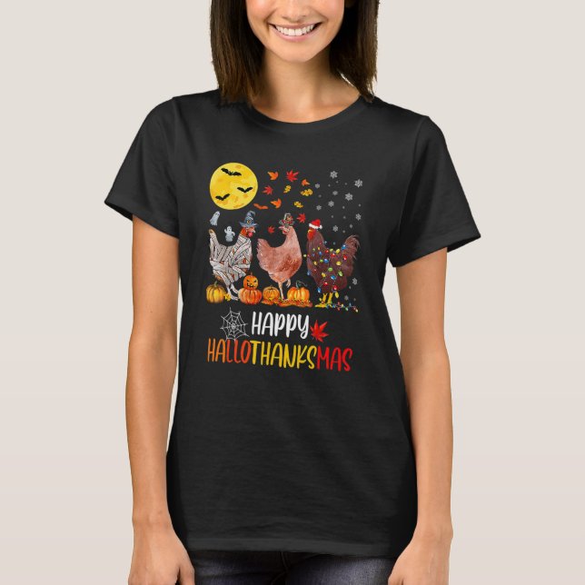 Kyckling Halloween Glad HalloTackMas Höst Än T Shirt (Framsida)