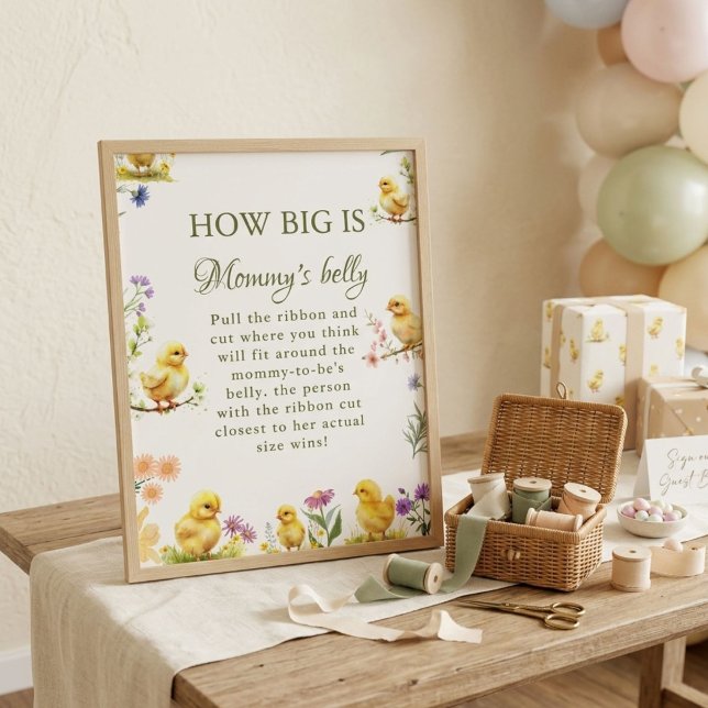Kyckling Hur stor är mammans mage Bebis shower spe Poster (Skapare uppladdad)