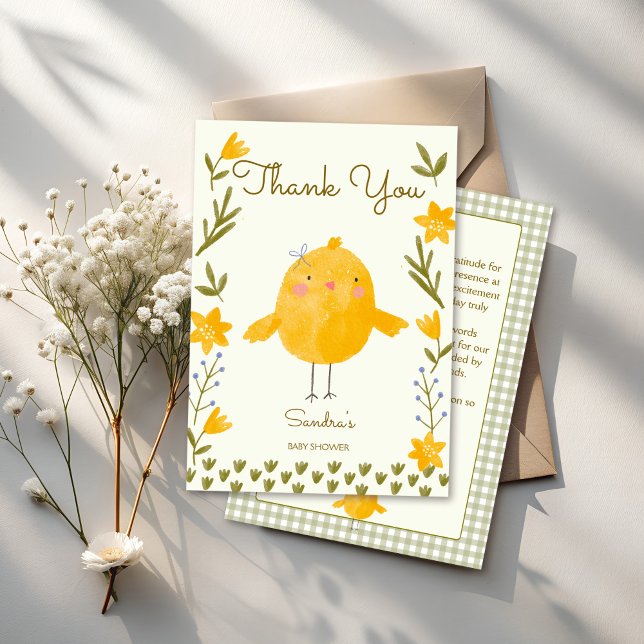 Kyckling i boskap vid nybabydusch tack kort (Chicken farm animals whimsical spring baby shower thank you cards)