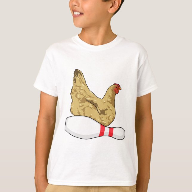 Kyckling i Bowling med Bowlstift T Shirt (Framsida)