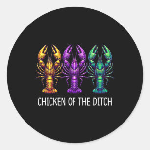Kyckling i Ditch - Mardi Gras Cajun Kräftor - Runt Klistermärke