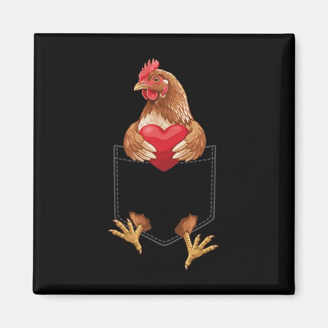 Kyckling I Ficka Höna Gård Djurälskare Design Val Magnet (Framsidan)