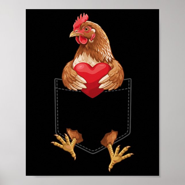 Kyckling i fickan Höna Gård Djurfantast Design Val Poster (Framsidan)