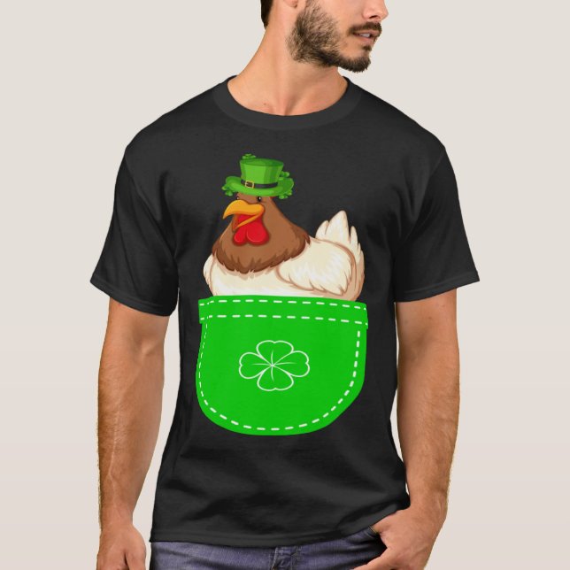 Kyckling I Fickan  St Patrick s Day Kostym Shamro T Shirt (Framsida)