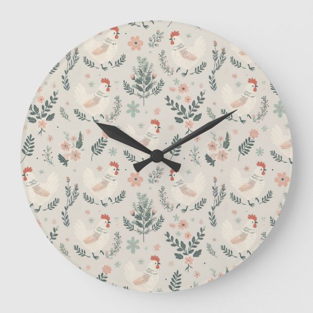 Kyckling i Garden Stor Klocka (Framsida)