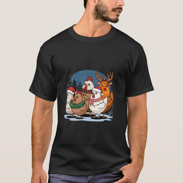 Kyckling i julklapp Ljus Funny Christma T Shirt (Framsida)