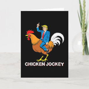 Kyckling Jockey Trump Roligt Meme Surreal Humor T- Kort