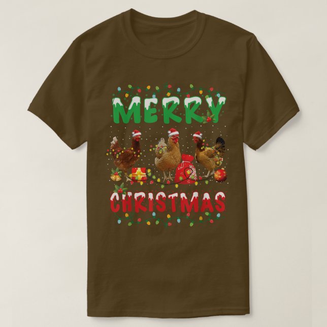 Kyckling Jul Fairy Ljus God jul Chicken T Shirt (Design framsida)
