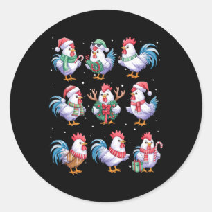 Kyckling jul Ljus Funny Chickens Älskare Anim Runt Klistermärke