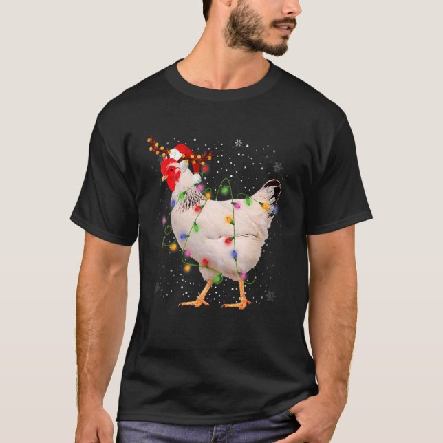 Kyckling Jul Ren Jul Belysning Pyjamas T Shirt (Framsida)