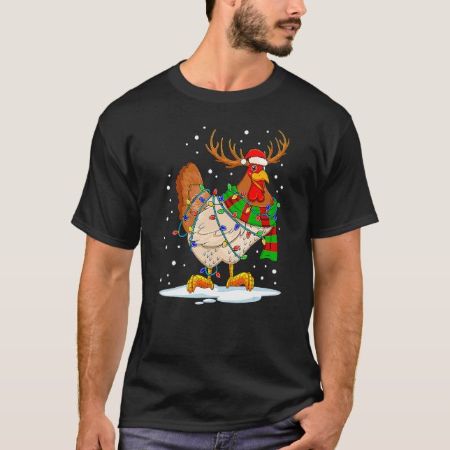 Kyckling Jul Ren Jul Ljus Pyjamas T Shirt (Framsida)