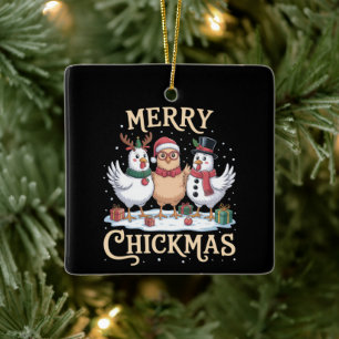 Kyckling jul Santa hatt God jul Kycklingfarm Julgransprydnad Keramik