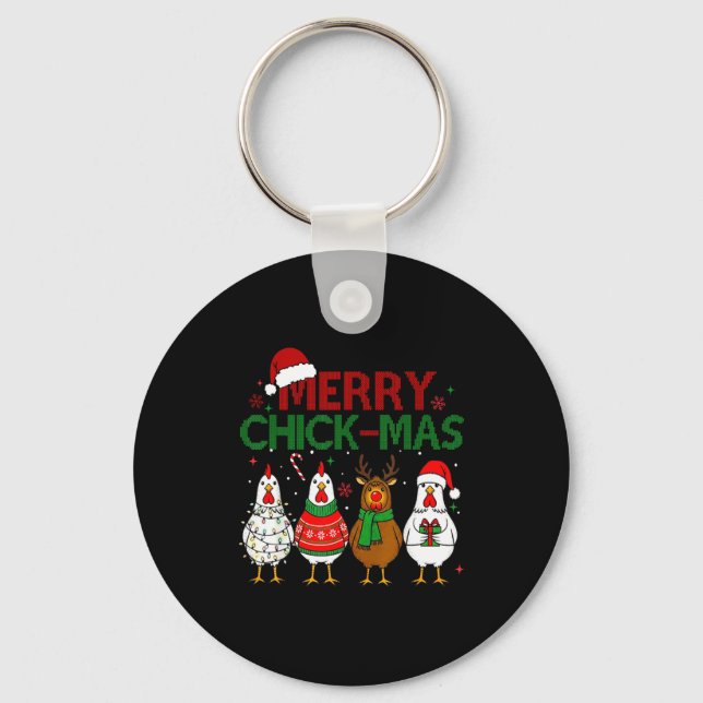 Kyckling jul tomte hatt God jul Kycklingmas Julen  Nyckelring (Framsida)