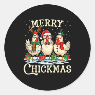 Kyckling jul tomte hatt God Jul Kyckmas Xmas Fa Runt Klistermärke