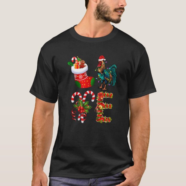 Kyckling julbelysning Led Santa hatt jul T Shirt (Framsida)
