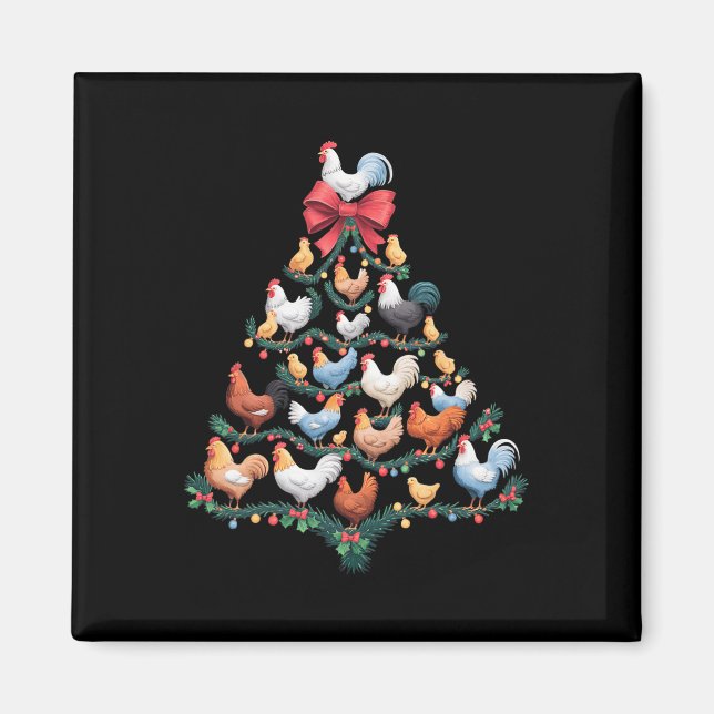 Kyckling Julgran Farm Animal Helgdag Decor Magnet (Framsidan)