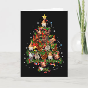 Kyckling julgran lampor Santa hatt jul kyckling Kort