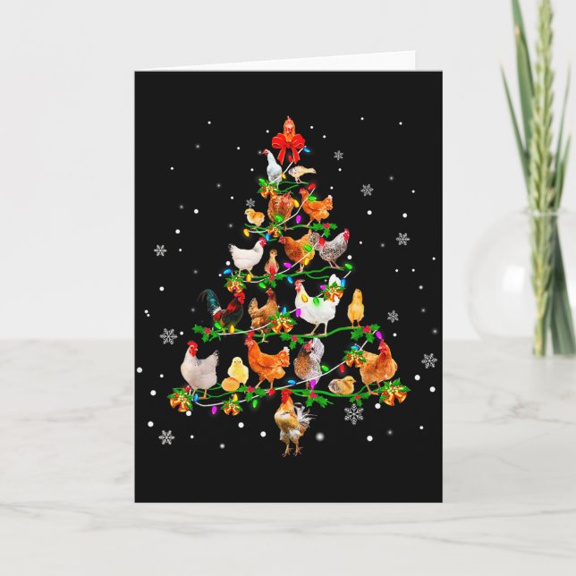 Kyckling julgran ornament dekoration jul  kort (Framsida)