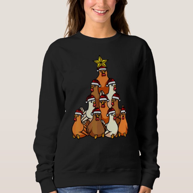 Kyckling Julgran Söt Julgran Djur T Shirt (Framsida)