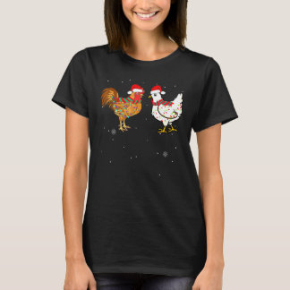 Kyckling julhöna lampor bär Santa hatt Lo T Shirt