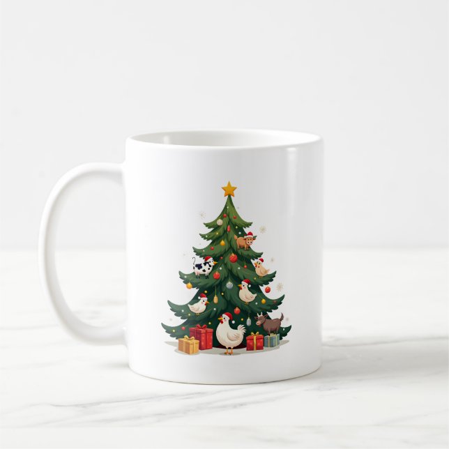 Kyckling Ko Get Häst Gård Djur Bonde Jul Kaffemugg (Vänster)