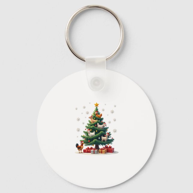 Kyckling Ko Get Häst Gård Djur Bonde Jul Nyckelring (Framsida)