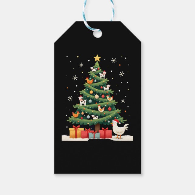 Kyckling Ko Get Häst Gård Djur Bonde Jul Presentetikett (Framsidan)