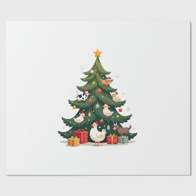 Kyckling Ko Get Häst Gård Djur Bonde Jul Presentpapper (Platt)