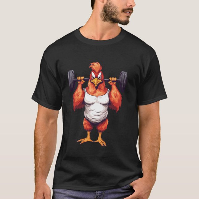 Kyckling Kraftlyftning Träning Gym T Shirt (Framsida)