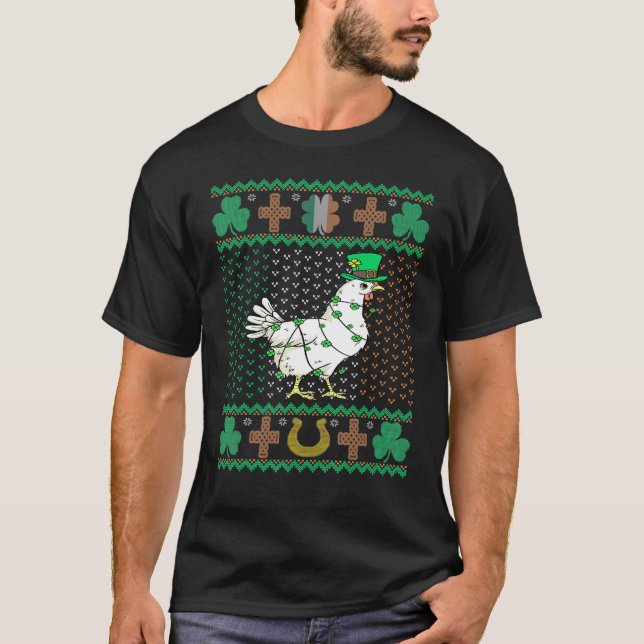 Kyckling Leprechaun Hatt St Patricks Day Ful Holid T Shirt (Framsida)