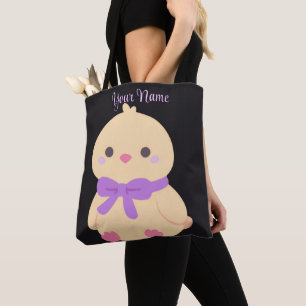 Kyckling Lila Slöja Söt Kawaii Svart Anpassningsba Tygkasse