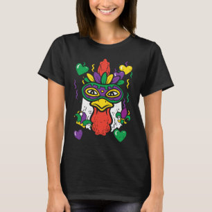 Kyckling Mardi Gras Mask  Gårdsdräkt Män Kvinnor K T Shirt