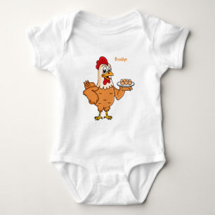 Kyckling med ägg på tecknad av plattor t shirt