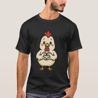 Kyckling med hjärta Roligt kycklingmotiv med hjärt T Shirt