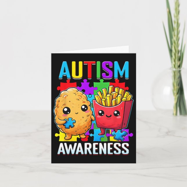 Kyckling Nugget och Fransk Fries Autism Awareness  Kort (Framsida)