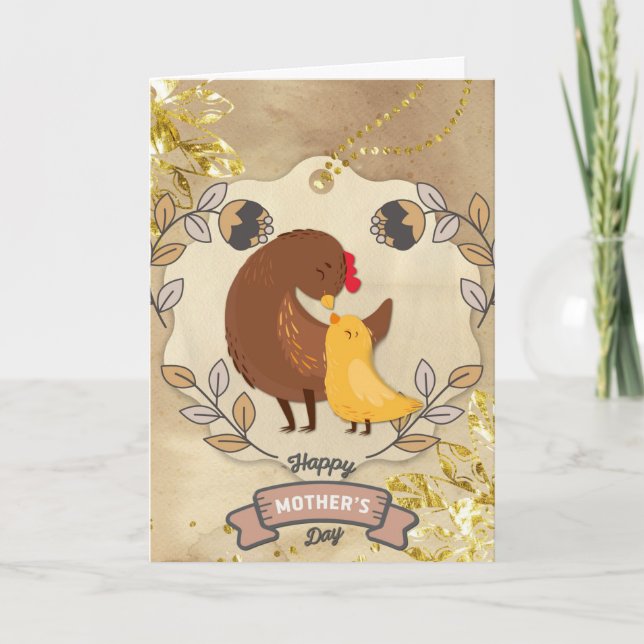 Kyckling och Chick i Cute Roligt lycklig Kort (Framsida)