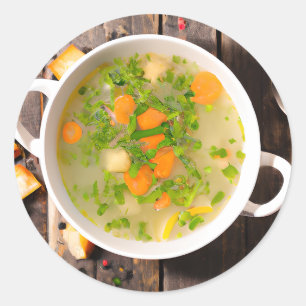 Kyckling och grönsaksbroth Soppa Runt Klistermärke