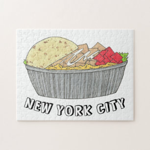 Kyckling och Ris Platter Plate NYC Halal Cart Food Pussel