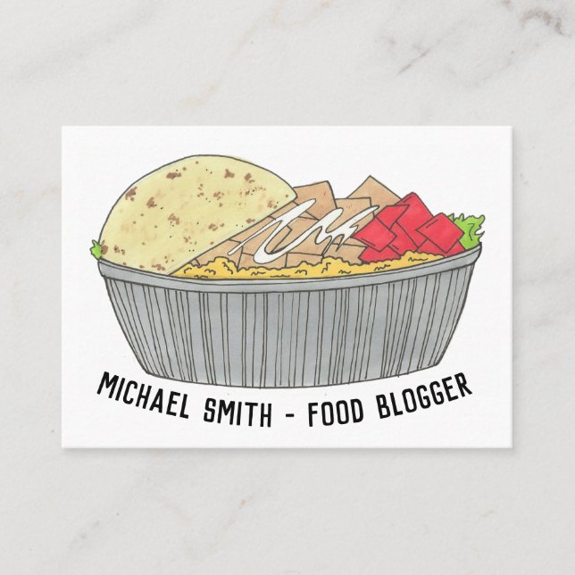 Kyckling och Ris Platter Plate NYC Halal Cart Food Visitkort (Framsida)