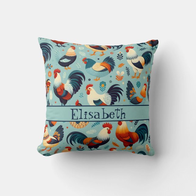 Kyckling och Tupp design Kudde (Framsida)
