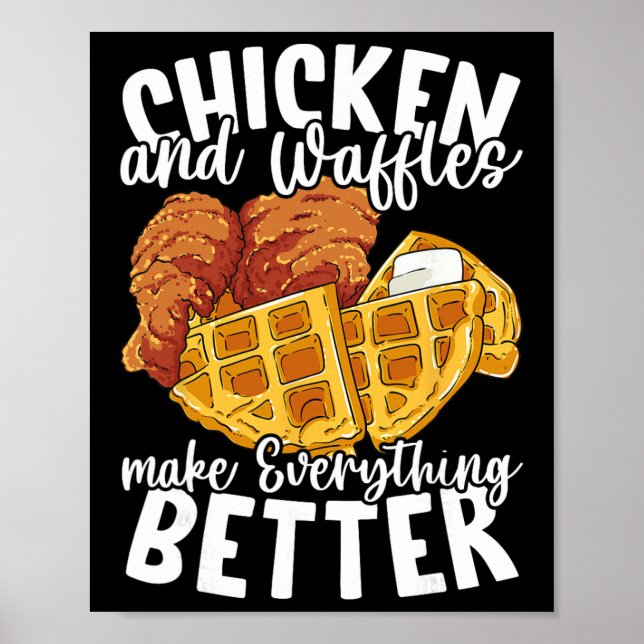 Kyckling och våfflor Brunch Mat Roligt  Poster (Framsidan)