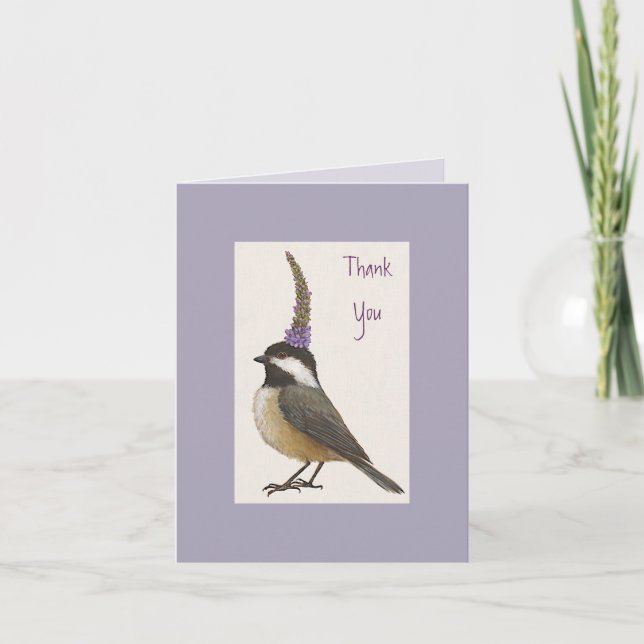 Kyckling om lavender Tack, notecard Tack Kort (Framsida)