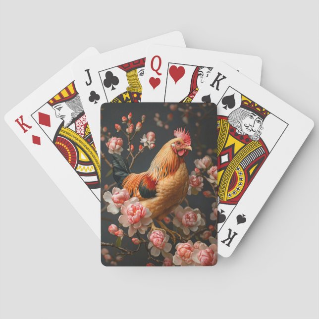 Kyckling omgiven av Rosa Flowers Casinokort (Baksidan)